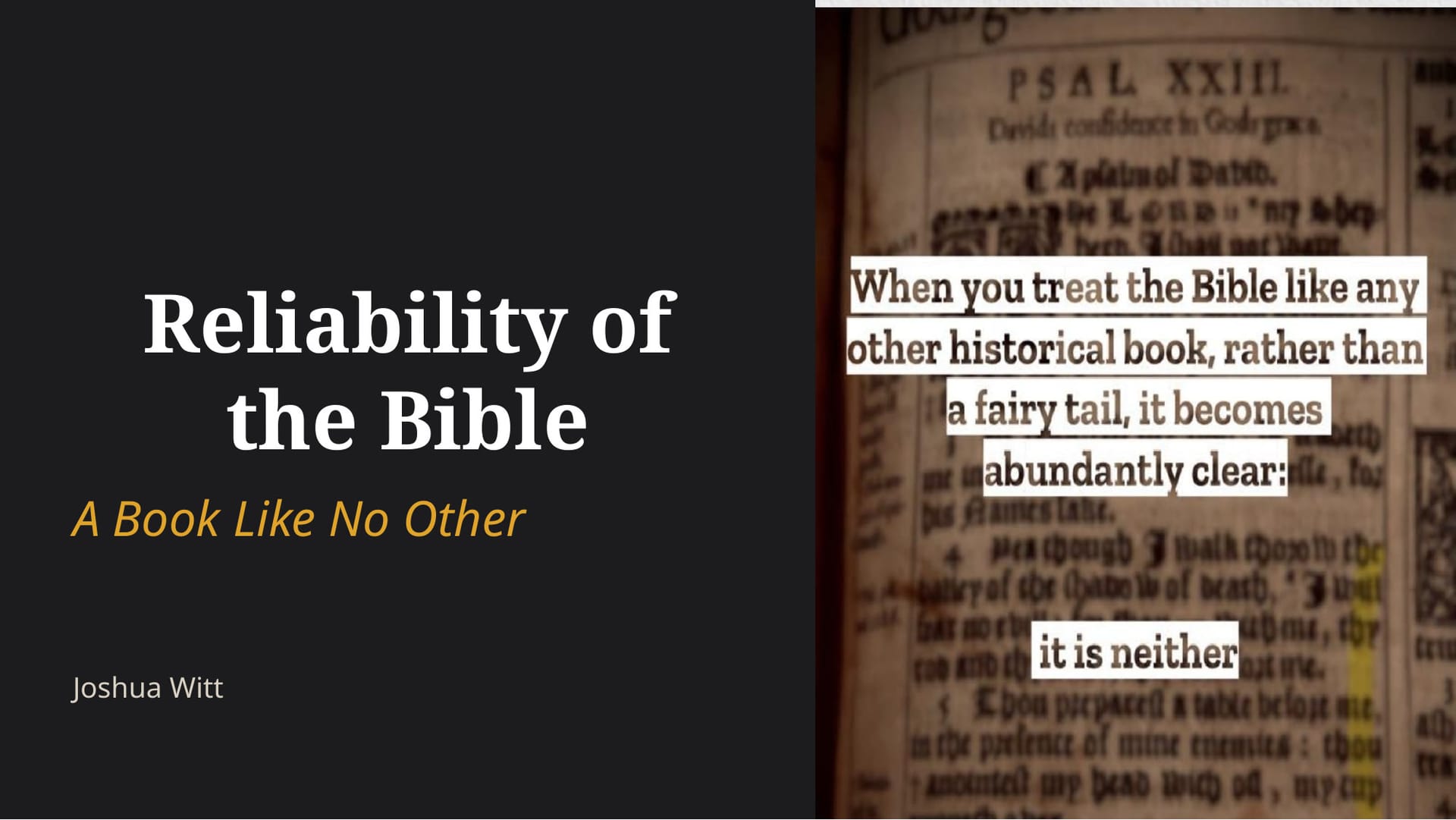 Reliability of the Bible: A Book Like No Other